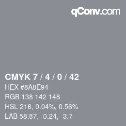 颜色代码: CMYK 7 / 4 / 0 / 42 | qconv.com
