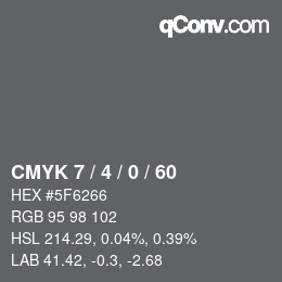 颜色代码: CMYK 7 / 4 / 0 / 60 | qconv.com