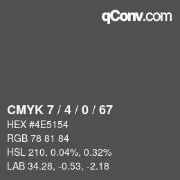 カラーコード: CMYK 7 / 4 / 0 / 67 | qconv.com