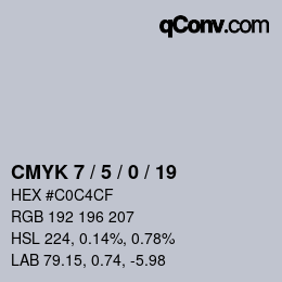 カラーコード: CMYK 7 / 5 / 0 / 19 | qconv.com