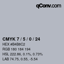 カラーコード: CMYK 7 / 5 / 0 / 24 | qconv.com
