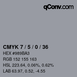 カラーコード: CMYK 7 / 5 / 0 / 36 | qconv.com