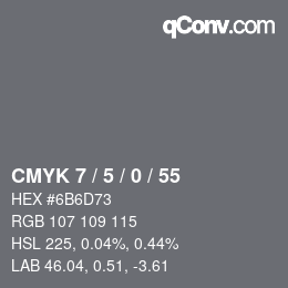 颜色代码: CMYK 7 / 5 / 0 / 55 | qconv.com