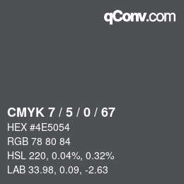 カラーコード: CMYK 7 / 5 / 0 / 67 | qconv.com
