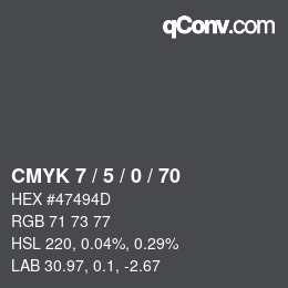 カラーコード: CMYK 7 / 5 / 0 / 70 | qconv.com
