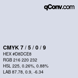 颜色代码: CMYK 7 / 5 / 0 / 9 | qconv.com