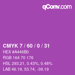 カラーコード: CMYK 7 / 60 / 0 / 31 | qconv.com