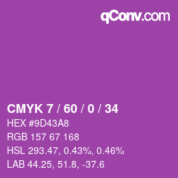 カラーコード: CMYK 7 / 60 / 0 / 34 | qconv.com