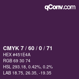 カラーコード: CMYK 7 / 60 / 0 / 71 | qconv.com