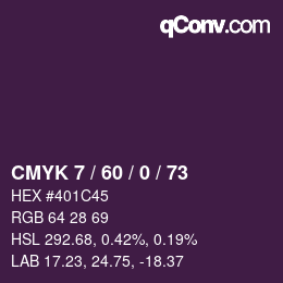 カラーコード: CMYK 7 / 60 / 0 / 73 | qconv.com