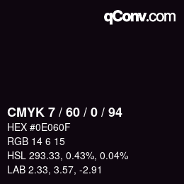 カラーコード: CMYK 7 / 60 / 0 / 94 | qconv.com
