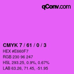 カラーコード: CMYK 7 / 61 / 0 / 3 | qconv.com