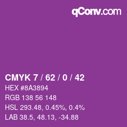 カラーコード: CMYK 7 / 62 / 0 / 42 | qconv.com
