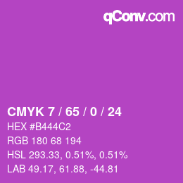 カラーコード: CMYK 7 / 65 / 0 / 24 | qconv.com