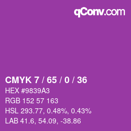カラーコード: CMYK 7 / 65 / 0 / 36 | qconv.com