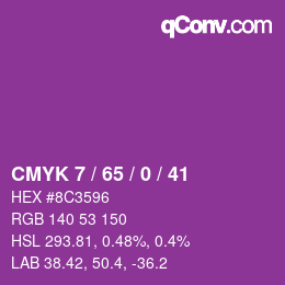 カラーコード: CMYK 7 / 65 / 0 / 41 | qconv.com