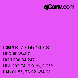 カラーコード: CMYK 7 / 66 / 0 / 3 | qconv.com