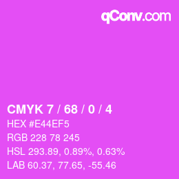 カラーコード: CMYK 7 / 68 / 0 / 4 | qconv.com