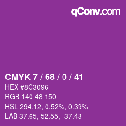 Color code: CMYK 7 / 68 / 0 / 41 | qconv.com