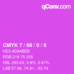 Code couleur: CMYK 7 / 68 / 0 / 8 | qconv.com