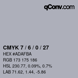 カラーコード: CMYK 7 / 6 / 0 / 27 | qconv.com