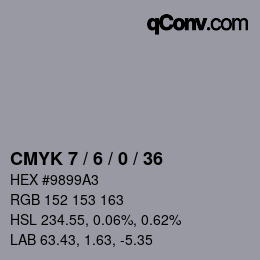 カラーコード: CMYK 7 / 6 / 0 / 36 | qconv.com