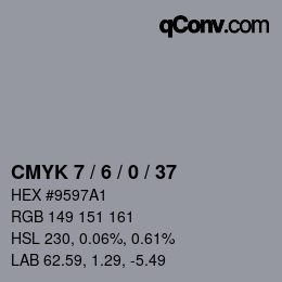 颜色代码: CMYK 7 / 6 / 0 / 37 | qconv.com
