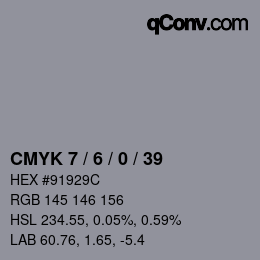 Farbcode: CMYK 7 / 6 / 0 / 39 | qconv.com