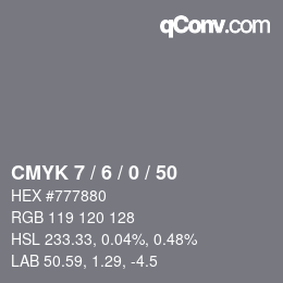 Color code: CMYK 7 / 6 / 0 / 50 | qconv.com