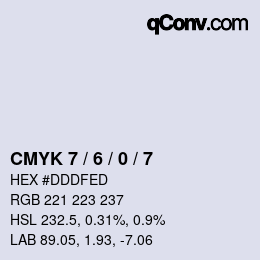 カラーコード: CMYK 7 / 6 / 0 / 7 | qconv.com