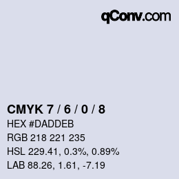 カラーコード: CMYK 7 / 6 / 0 / 8 | qconv.com