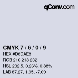 カラーコード: CMYK 7 / 6 / 0 / 9 | qconv.com