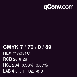 カラーコード: CMYK 7 / 70 / 0 / 89 | qconv.com