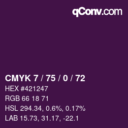 カラーコード: CMYK 7 / 75 / 0 / 72 | qconv.com