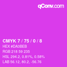 カラーコード: CMYK 7 / 75 / 0 / 8 | qconv.com
