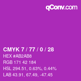 カラーコード: CMYK 7 / 77 / 0 / 28 | qconv.com