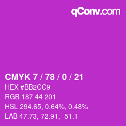 カラーコード: CMYK 7 / 78 / 0 / 21 | qconv.com