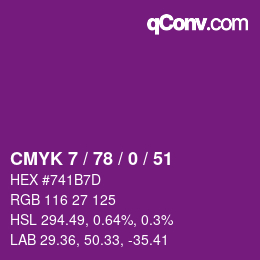 Color code: CMYK 7 / 78 / 0 / 51 | qconv.com