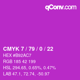 Color code: CMYK 7 / 79 / 0 / 22 | qconv.com