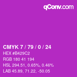 カラーコード: CMYK 7 / 79 / 0 / 24 | qconv.com