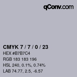 颜色代码: CMYK 7 / 7 / 0 / 23 | qconv.com