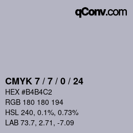 カラーコード: CMYK 7 / 7 / 0 / 24 | qconv.com