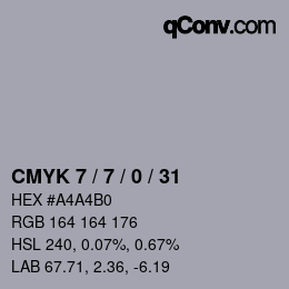 颜色代码: CMYK 7 / 7 / 0 / 31 | qconv.com