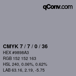 カラーコード: CMYK 7 / 7 / 0 / 36 | qconv.com