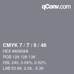 Color code: CMYK 7 / 7 / 0 / 46 | qconv.com