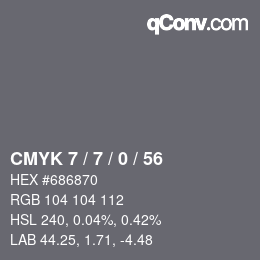 颜色代码: CMYK 7 / 7 / 0 / 56 | qconv.com