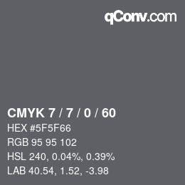 颜色代码: CMYK 7 / 7 / 0 / 60 | qconv.com