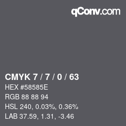 Color code: CMYK 7 / 7 / 0 / 63 | qconv.com