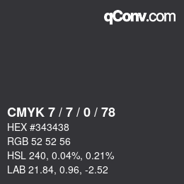 颜色代码: CMYK 7 / 7 / 0 / 78 | qconv.com