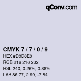颜色代码: CMYK 7 / 7 / 0 / 9 | qconv.com